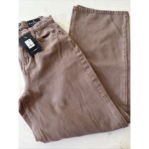 Fashion Nova Slouchy Skater High Waist Wide Leg Jeans Womens 1 Mocha Level‎ Up